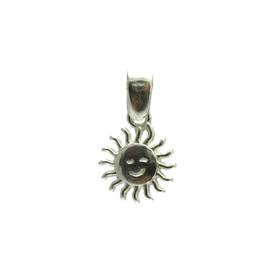 Small Genuine Sterling Silver Pendant Sun Solid Punched 925 Handmade
