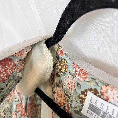 vintage Leslie Fay floral pleated midi dress sz 10 sailor collar embroidered - Picture 6 of 13