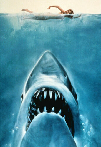 JAWS * LARGE A3 SIZE QUALITY CANVAS PRINT - Picture 1 of 1