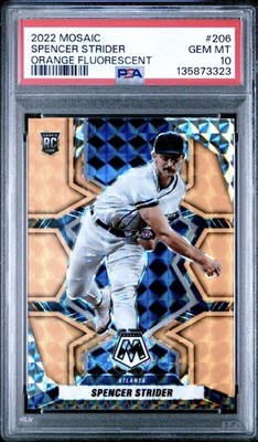 2022 Mosaic Baseball Spencer Strider RC - Fluorescent Orange /25 PSA 10 - Braves