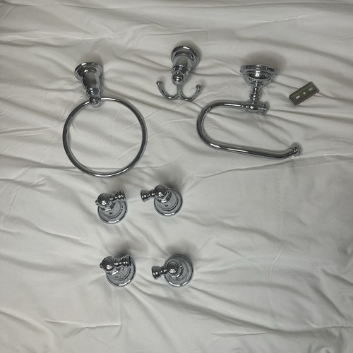 Allen + Roth Raleigh Polished Chrome Bathroom Set Toilet Paper Towel Bars Robe