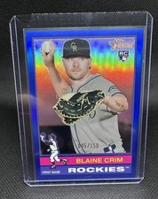 2025 Topps Heritage High Number Blaine Crim RC Blue Refractor #'d /150 Rockies