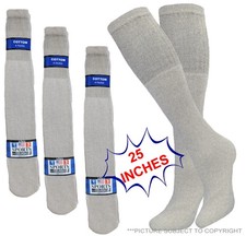12 PAIR SPORTS TUBE SOCKS 25 INCHES COTTON SOLID GRAY HI CALF LONG SOCKS 15-18