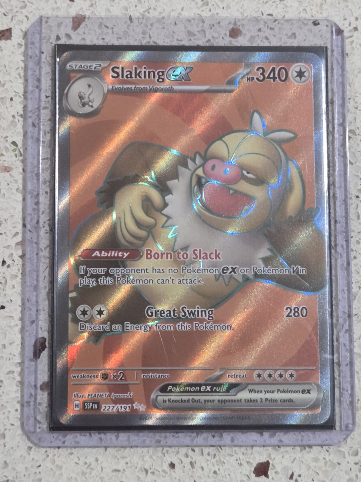 Pokemon TCG Slaking ex 227/191 Secret Rare Surging Sparks Full Art Holo - LP