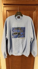 Laurel Burch Feline Indigo Cat Sweatshirt Women Blue L Crewneck USA Artistic VTG
