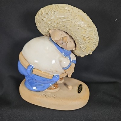 RODO PADILLA Mexican Stoneware Gordito Golf Sombrero Folk Art Sculpture DAMAGED