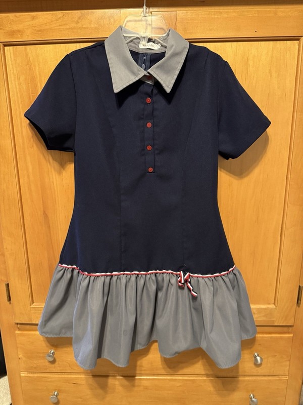 STREETWEAR SCHOOL GIRL DRESS Size MEDIUM Banamo Sz M Navy Blue Low Ruffle