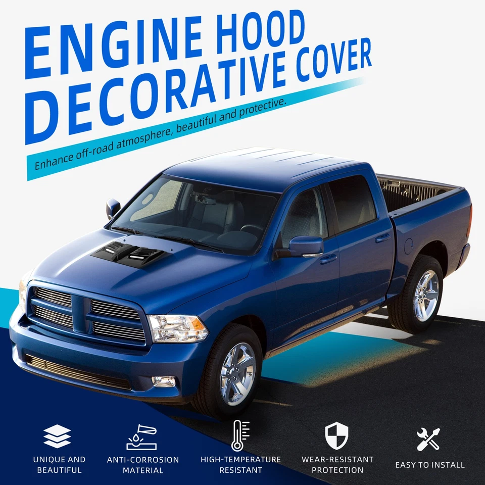 For Chevy Trailblazer Gloss BK Hood Scoop Vents Cover Air Flow Intake Decorative - Image 4 of 4