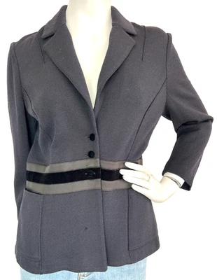 St. John — St John Evening Santana Knit Tuxedo Blazer 6 Holiday Formal Velvet Silk Inset