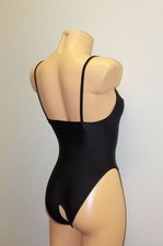 Women Leotard 200-52 Off-the-shoulder Hole Crotch Black Spandex Size S