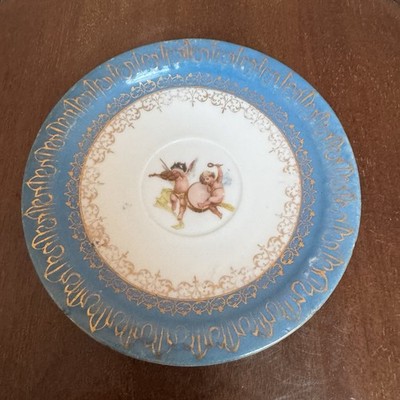 Antiker Porzellan Victoria Karlsbad Austria Cherubs Teller D14cm Wandgalerie GC