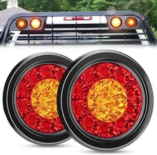Nilight 2PCS 4 Inch Round Red Amber LED Trailer Tail Lights 16LEDs