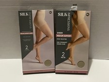 2 packages Silk Impressions Medium Support Sheer pantyhose XL 30 denier Beige