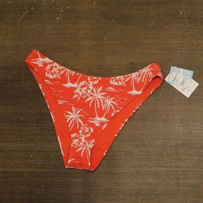 Roxy Womens Cheeky Low-Rise Bikini Bottom 434002104 Red Palm Mulyi XL