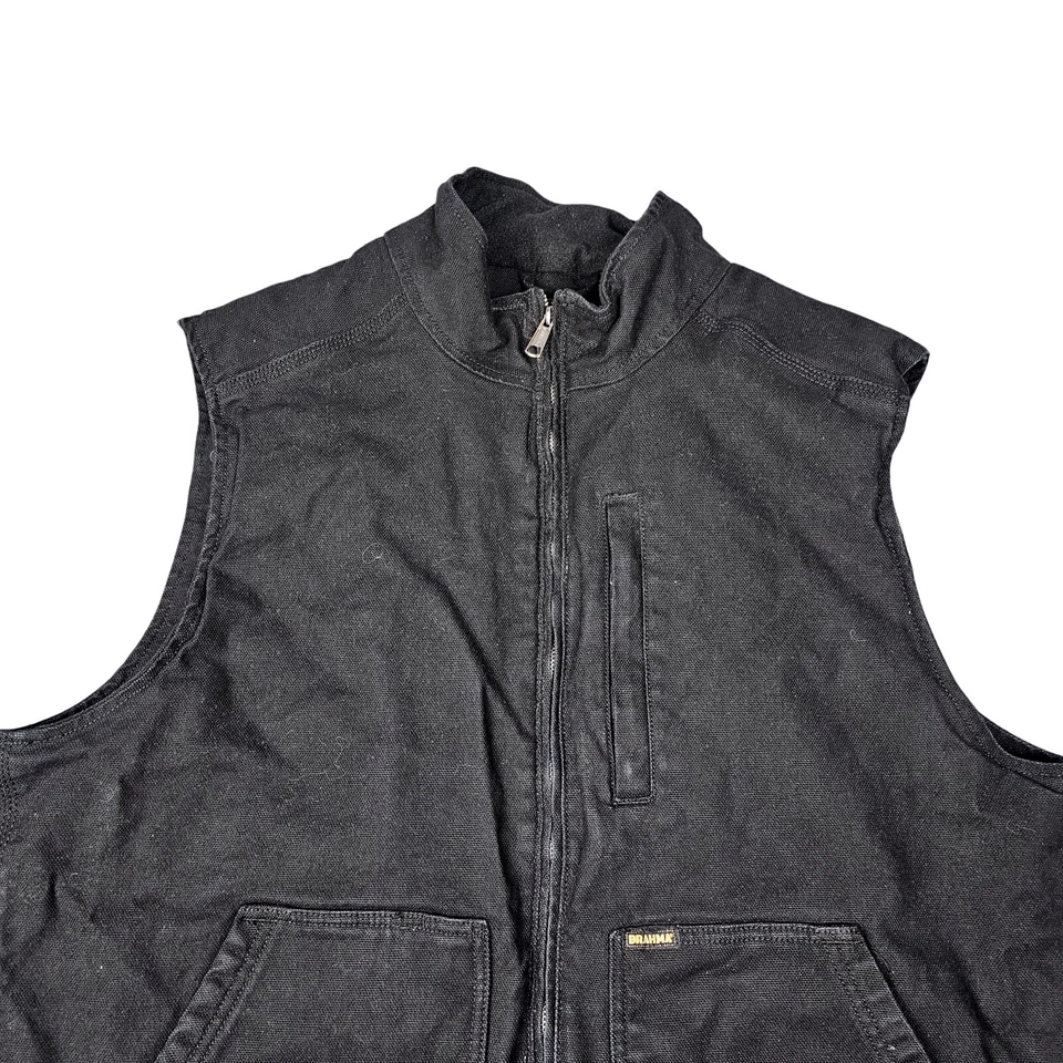 Brahma Mens Size XL Black Insulated Duck Canvas Work Vest Full Zip Pockets - Image 4 of 4