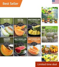 Melon Seeds Variety Pack   6 Heirloom Cantaloupe, Honeydew  Watermelon Types...