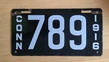 1916 Connecticut Porcelain License Plate  3 Digit
