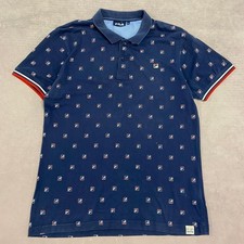 Fila Polo Shirt Collared Top With All Over Logo Pattern Men's XL