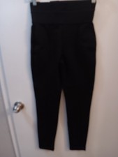 Zara Womens Black High-Rise Pleated Pull-On Skinny Ankle Leggings Sz SMALL New