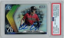 Corbin Carroll Signed 2022 Bowman Chrome Scouts Top 100 Ref  #BTP-26 PSA 10/10
