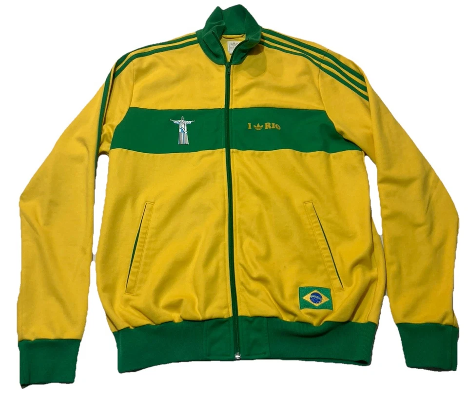 2006 Adidas куртка Рио-де-Жанейро мужчин XL желтый зеленый Бразилии футбол - Изображение 3 из 4