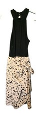 Women's Medium Black And Tan Wrap Dress  With Side Tie