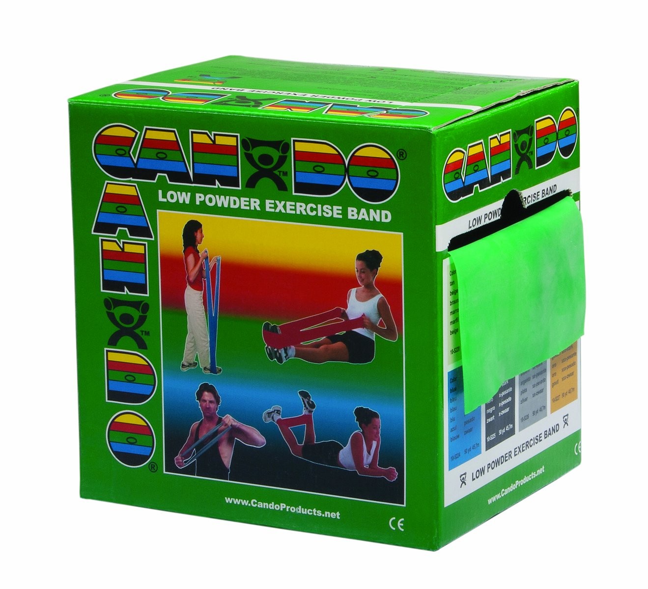 CanDo Low Powder Exercise Band, 50 yard roll, 50 Green: Medium 