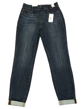 JUDY BLUE Lauren Slim Fit High Waist Pull On Double Cuff Denim Jeans 11/30 NWT