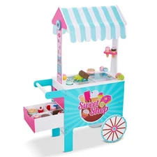 Lil’ Jumbl Wooden Sweet Treats Playset, Kids Play Pretend Dessert Stand Pu