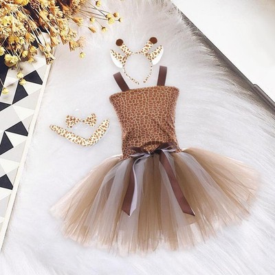 Baby Kleinkind Giraffe Tutu Kleid Kostüm mit Stirnband Tier Outfit Dress Up