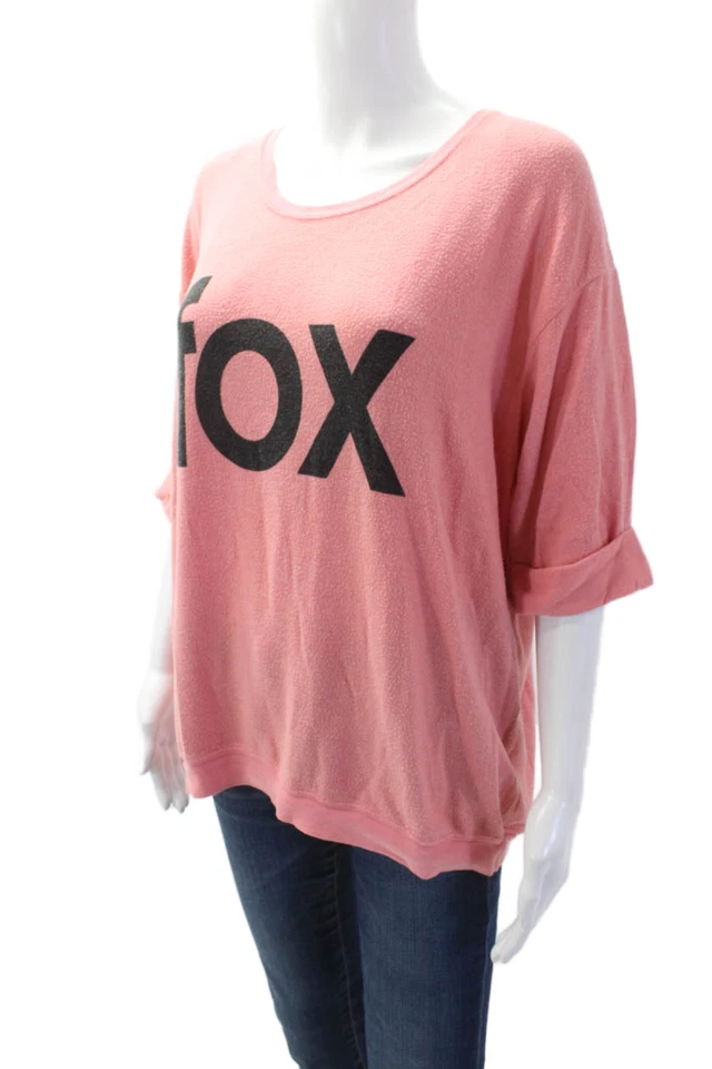 Sudadera Pullover Rosa Wildfox Para Mujer Gráfico Animal Cuello Redondo Talla S Foto 2 de 4