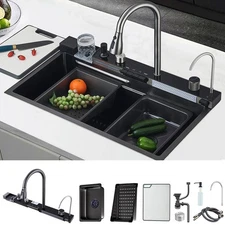 31.5*18.4 IN Smart Multifunctional Workstation Kitchen Sink with Digital Display