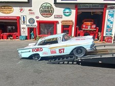 Ho Slot Car Sky Blue And White 1957 Ford Flairlane New Metal Body With New Ultra