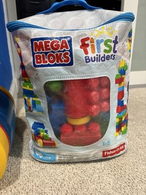 Mega Bloks First Builder 80 Pcs Multi Color Building Blocks Set w/ Storage Bag
