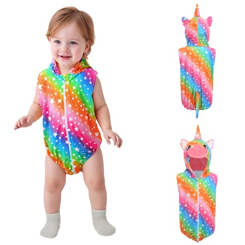 Infant Baby Romper Casual Cartoon Animal Sleeveless Outfit Photography Hooded - Picture 78 of 96