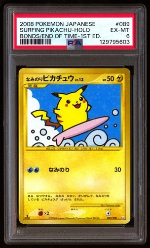 PSA 6 Surfing Pikachu Holo 089/090 Bonds to the End of Time 1st Edition CLEAN