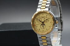 "NEAR MINT" LONGINES Conquest Moon Phase 4010 Gold Quartz Men's Watch From Japan