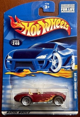 2001 Hot Wheels Shelby Cobra 427 S/C RED w/LACE WHEELS Collector No. 240