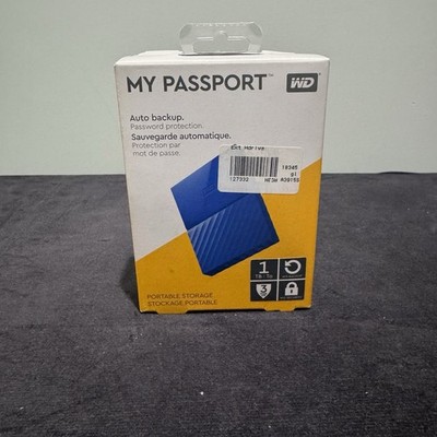 WD My Passport 1TB Portable External Hard Drive USB 3.0, Blue
