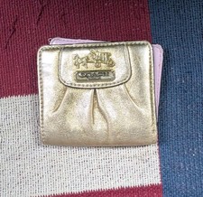 Cartera pequeña Coach vintage Madison de cuero suave doble pliegue dorado/rosa cierre a presión
