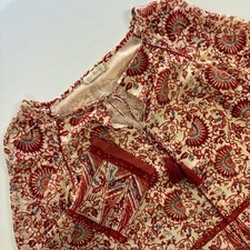 Tory Burch Top Women's S Red 100% Silk Tassel Lightweight Boho Casual Lagenlook