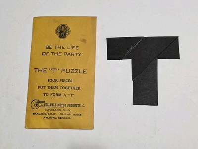 Vintage Fullwell Motor Products FMP The T Puzzle RARE 