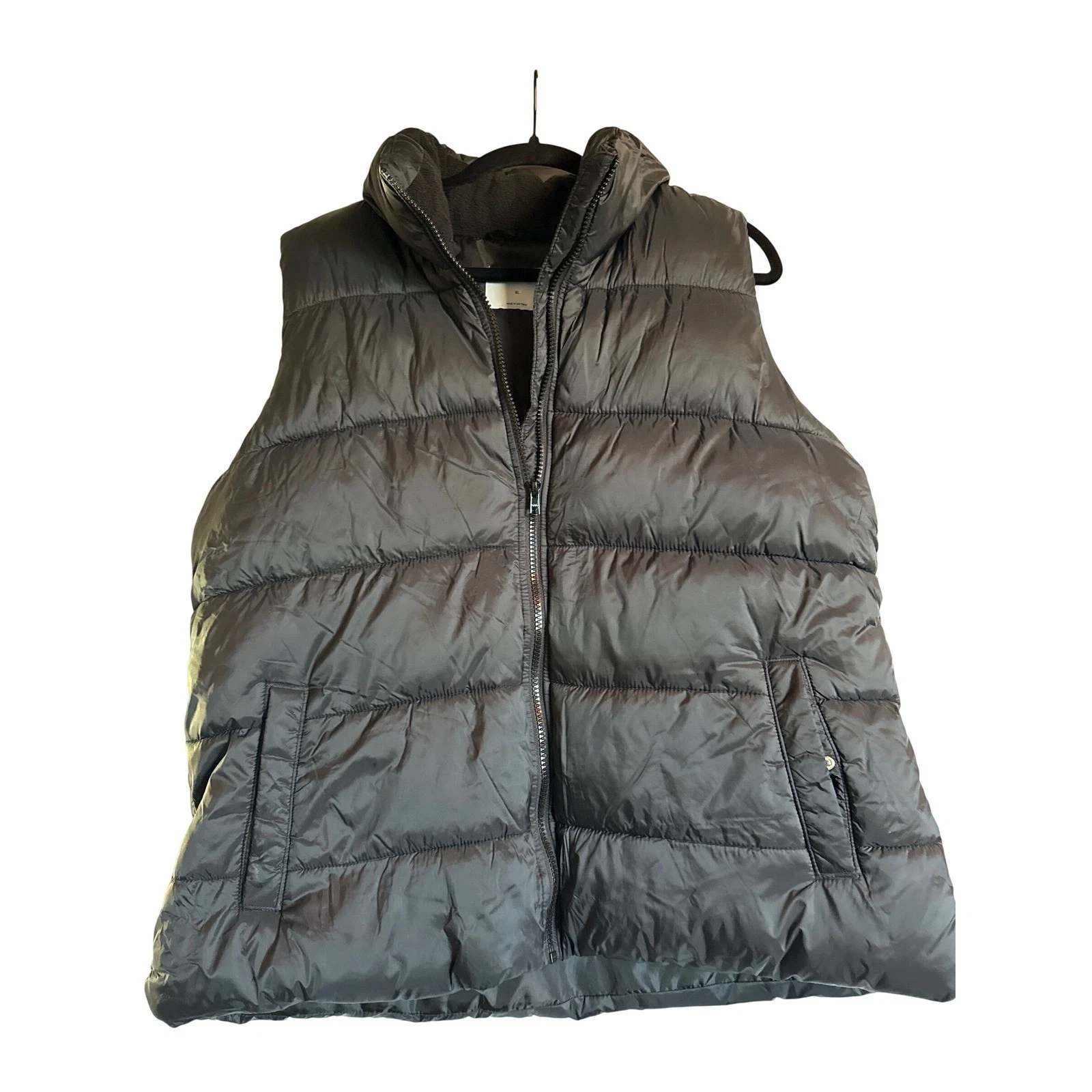 Cabin Core Cozy Old Navy Puffer Vest Black Full Zip Quilted Insulated Size XL