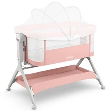 INFANS 5 in 1 Baby Bassinet, Upgraded Rocking Bedside Sleeper with Wheels, St...