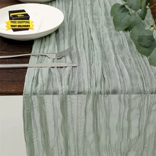 Sage Green Table Runner Cheesecloth 120 Inch 10 FT Rustic Boho Gauze Cheese Clot