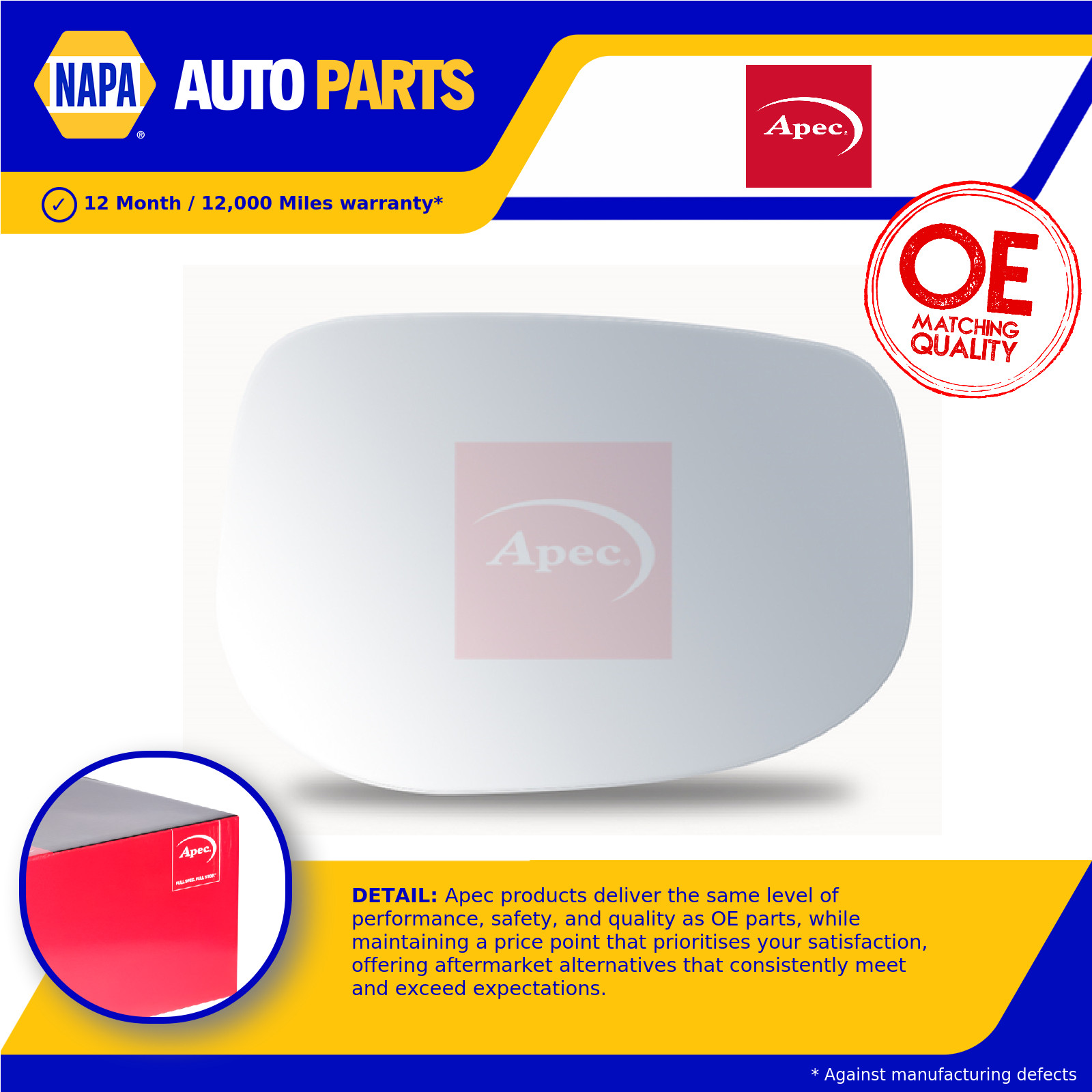 Mirror Glass fits HONDA INSIGHT ZE2 1.3 Right 09 to 14 O/S Driver Side Door Apec