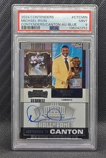 2024 Panini Contenders to Canton Michael Irvin CTCMIN Blue 41/50 PSA 9 Mint (AU)