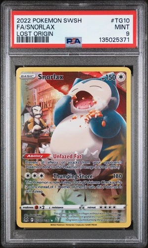 2022 POKEMON SWORD & SHIELD LOST ORIGIN #TG10 FULL ART/SNORLAX PSA 9