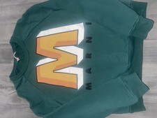 Marni Green Cotton Fleece Graphic Logo Pullover Sweatshirt kids