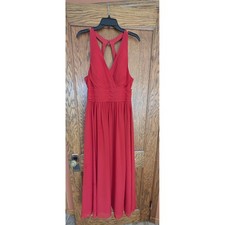 Azazie Burnt Orange Chiffon V-Neck Pleated Bridesmaid Dress A12 Gown